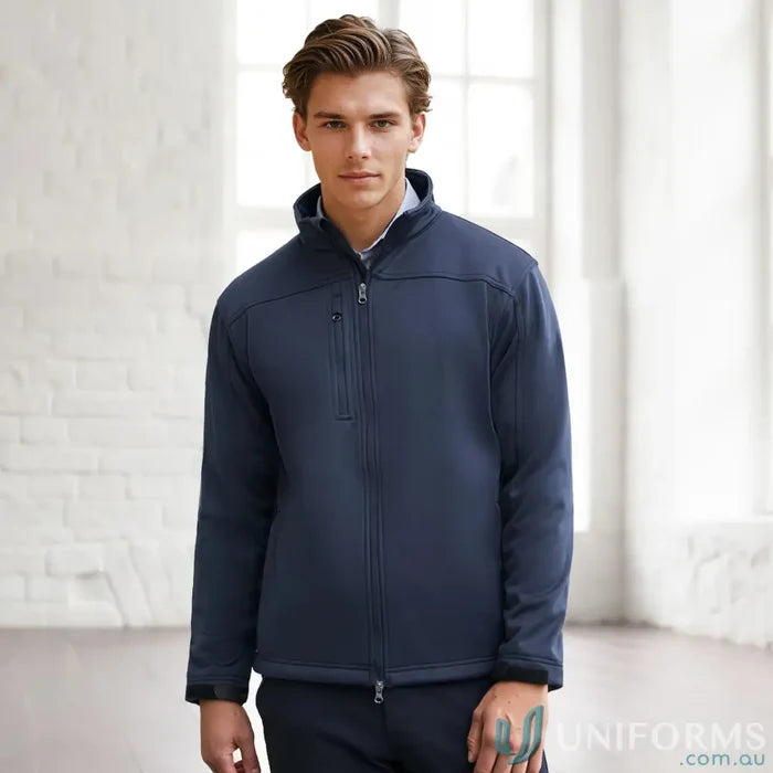 Man in Biz Collection Mens U:Tech SoftShell Jacket with Biz Tech fabric, J3880 style