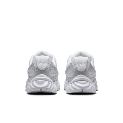 White running sneakers from the back with heel tabs and Swoosh logo details