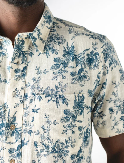 One World Brothers Teal Rose Shirt