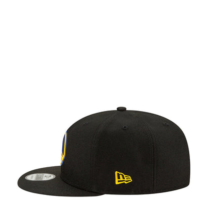 Black baseball cap with small yellow NE logo patch