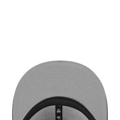Light gray baseball cap with black inner brim and stitched panel seams