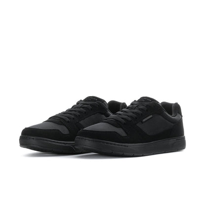 Men's black slip-resistant sneakers, lace-up front with low-profile rubber sole