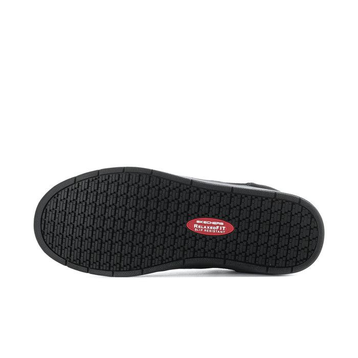 Black slip-resistant sneaker outsole with textured traction tread and Relaxed Fit logo