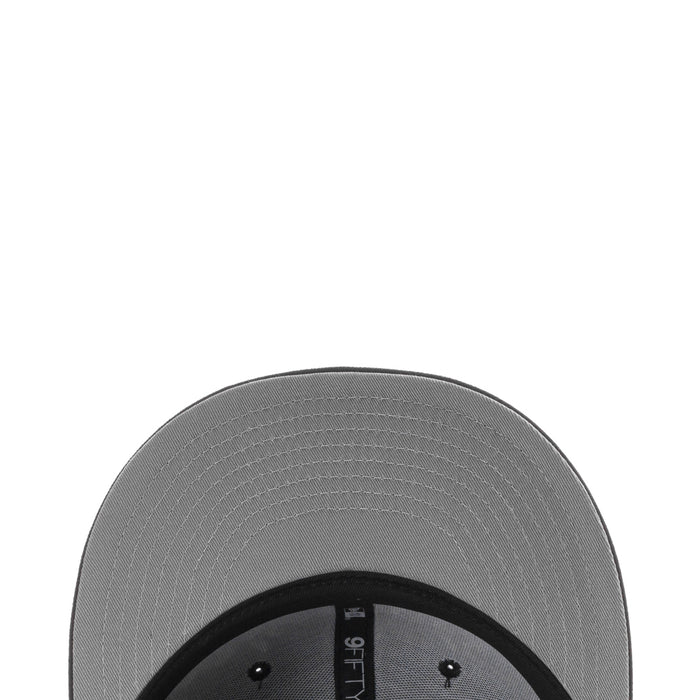 Black-underbrim cap with textured gray crown and stitched brim edge