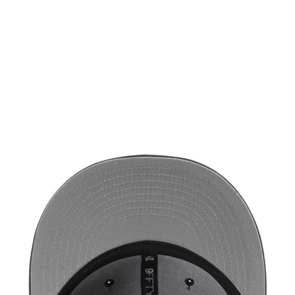 Black-underbrim cap with textured gray crown and stitched brim edge