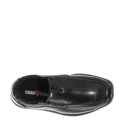 Black toddler slip-on loafer with interior logo stamp on insole