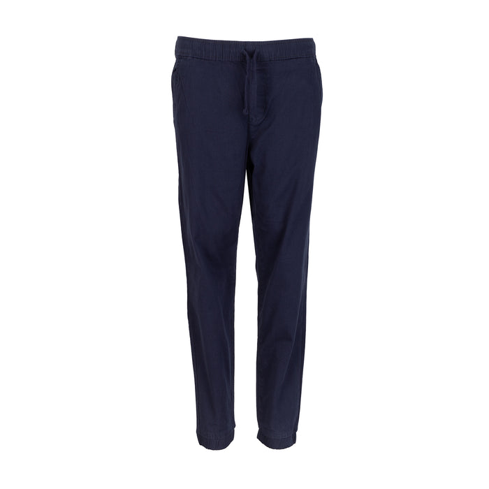 Youth navy woven jogger pants with elastic waistband and drawstring