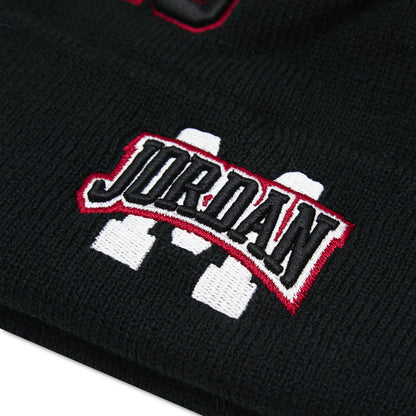 Black beanie close-up with JORDAN patch logo