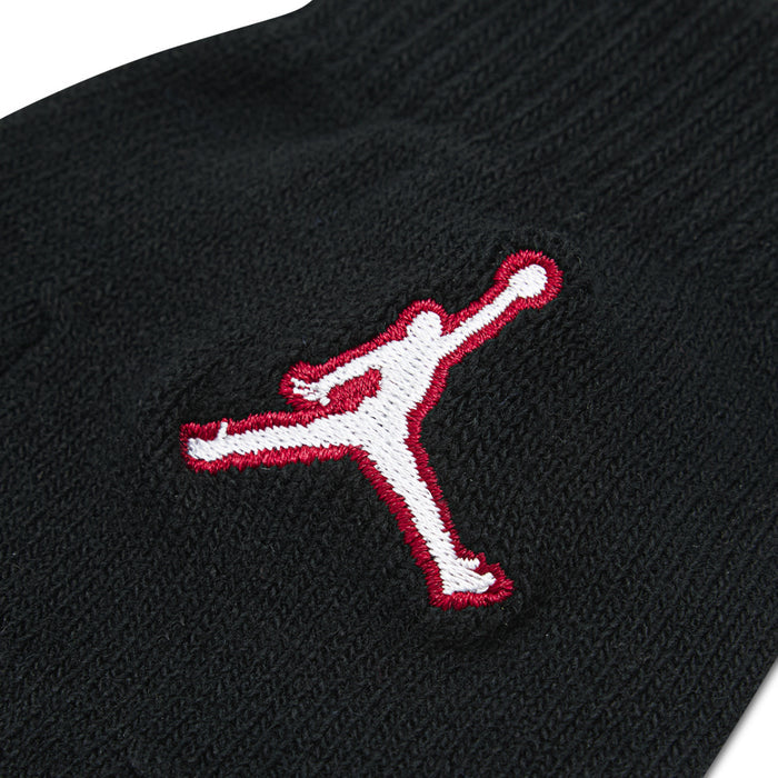 Black youth gloves with white and red Jumpman logo